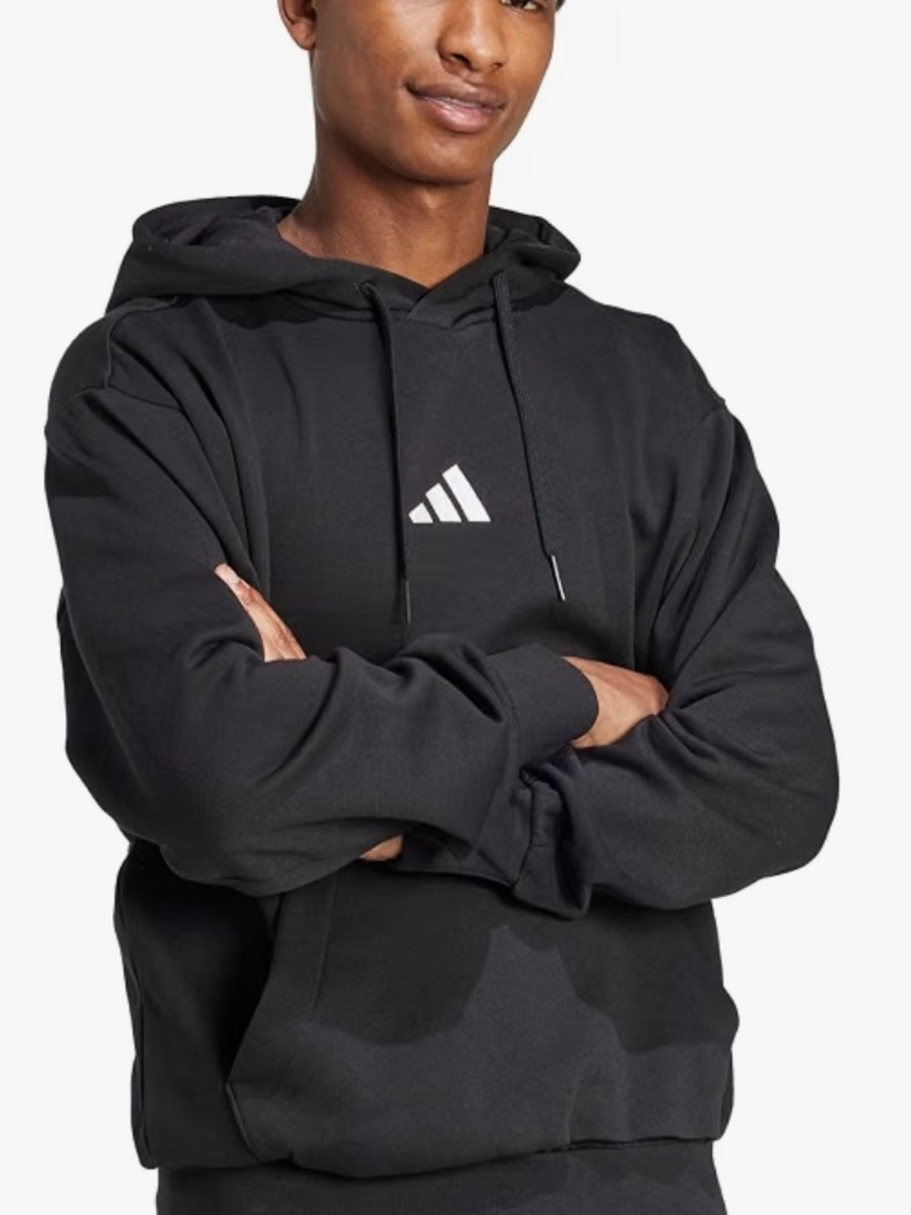 adidas Black Hoodie with White Logo - Men's Casual Pullover